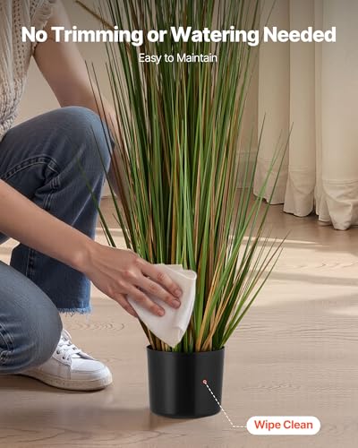 VEVOR Artificial Grass Plant, 2 Pack 47 inch Horsetail Reed Grass in Pot, Premium PVC Faux Fake Greenery Shrubs Plant for Indoor Outdoor House Home Garden Office Room Décor, Housewarming, Green - color: Horsetail Grass, size: 4FT