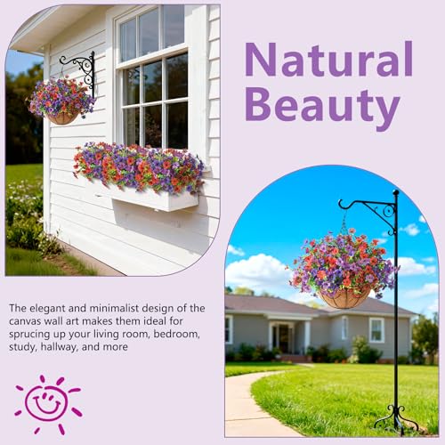 Artificial Flowers Hanging Baskets, Multicolor 12 Bundles Faux Flower Outdoor Hanging Basket Spring Summer Decoration, Fake Plants for Porch Patio Balcony Home Yard Decor(Mixd 2) - color: Light/Deep Purple,red,brown