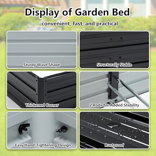 Thanaddo Galvanized Raised Garden Bed 6x3x1ft Outdoor Planter Box Galvanized Steel Garden Bed Kit for Vegetables, Flowers, Herbs and Succulents Black - size: 6x3x1 ft