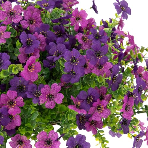 Artificial Fake Mums Flowers for Outdoor Spring Decor, 12 Bundles Faux Flowers Plants Silk Daisy for Planter Pot Colorful UV Resistant Look Real for Front Door Porch Patio Outside Yard(Light Purple) - color: Light Purple