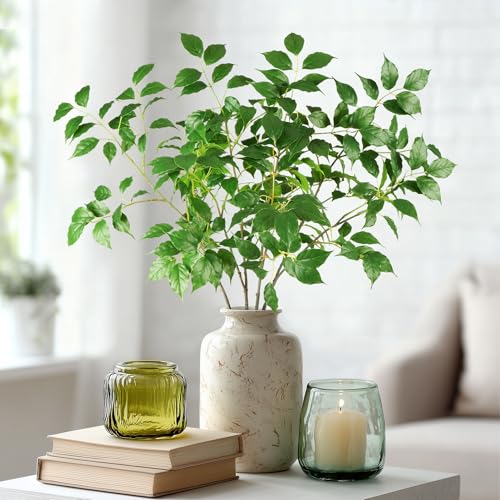 Fake Plants 4 PCS 31.5In Faux Eucalyptus Stems Artificial Greenery Stems Artificial Branches for Vase Faux Branches for Vase Fake Green Plants Suitable for DIY Home Office Dining Room Decor - color: Green-rsy4