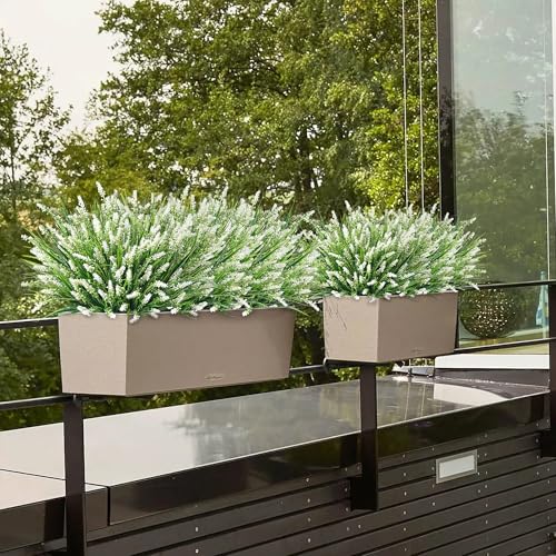 Artificial Fake Outdoor Plants Flowers for Summer Decoration,10 Bundles Faux Plastic Tall Monkey Grass Greenery UV Resistant Realistic for Home Outside Planter Window Porch Patio Garden-White - color: White