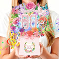 60th Birthday Cards for Women, Light and Music 60 Years Old Happy Birthday Card, Rose Lily Orchid and Butterflies, 10 Inch Forever Flower Bouquet 3D Pop Up 1966 Birthday Gift Card for Women Wife Mom Grandma Sister - size: 1966-60th