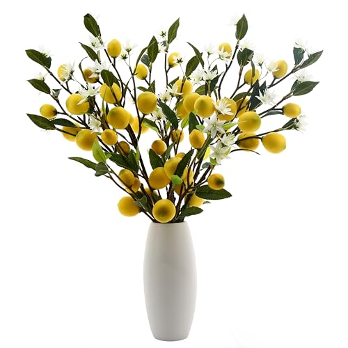5pcs Artificial Lemon Little Fruit.24 Inch Lifelike artificial plants indoor.lemon tree artificial.artificial fruits for decoration.outdoor artificial plants.Used For Homes.Offices. Festivals.Flowers - size: 24inch