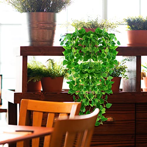 ZFProcess Artificial Hanging Plants, 2PCS Artificia Green Vines Bouquet Hanging Plants 2.9 ft Fake Ivy Vine for Patio Home Bedroom Wedding Indoor Outdoor Wall Summer Decor(Green) - color: W Green