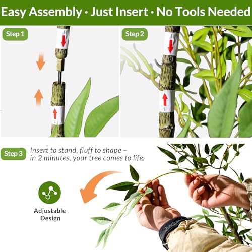 Large Faux Plastic Silk Plants Tall Artificial Bamboo Tree Indoor Outdoor Realistic Floor Plant Potted Fake Nandina Trees for Home Living Room Office Front Porch Patio decoracion Housewarming Gift - color: Green, size: 7ft 3in