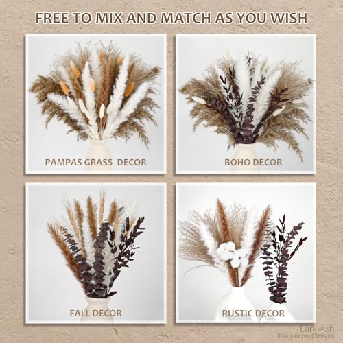 Burgundy Dried Flower Bouquet – Pampas Grass,Cotton Stems,Bunny Tails Grass,Eucalyptus,Lavender and Wheat for Boho Home Decor – Rustic Flowers for Gothic Home, Bedroom, and Wedding Table Décor - size: Fall