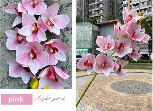 XIYUAN 28.5inch Artificial Phalaenopsis Flowers 2 Bunch 10 Large Petals Orchids Fake Cymbidium Flowers Artificial Orchid Flowers Stem Plants Latex Phalaenopsis Branches for Home Décor (Pink) - color: Pink 10 Heads