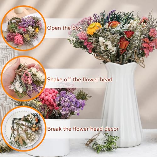 12 Pack Mini Dried Flowers for Vase Multicolor Wedding Various Mini Bouquet Dried Small Wildflowers Natural Flowers Bulk for Crafts DIY Decor