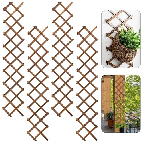 4Packs 13x78in Expandable Wood Wall Trellis for Climbing Plants Outdoor - Lattice Panels for Outside Indoor Balcony Patio Garden, Ideal for Ivy, Vines, Clematis, Roses - style: 4 packs
