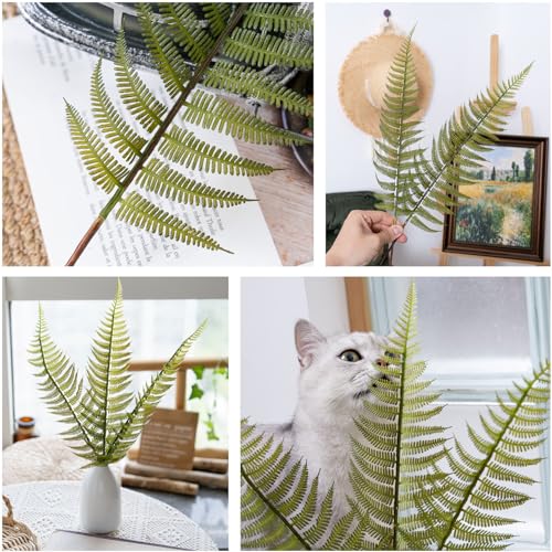 Artificial Fern Leaves Stems, Fake Ferns Leaf Plants Plastic Foliage Shrubs Bushes Plant Faux Greenery Stem for Home Garden Outdoor Indoor Wedding Bouquets DIY Décor Flowers Wreath Decoration 10 Pack - color: Fern Leaves - 10 Pcs