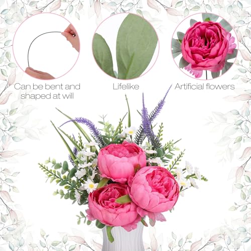 Zeyune 50pcs Artificial Peonies Flowers 4'' Fake Peonies DIY Craft Silk Flower Bulk for Home Wedding Bridal Bouquet Birthday Dining Room Table Centerpieces Backdrop Party Decor(Hot Pink) - color: Hot Pink