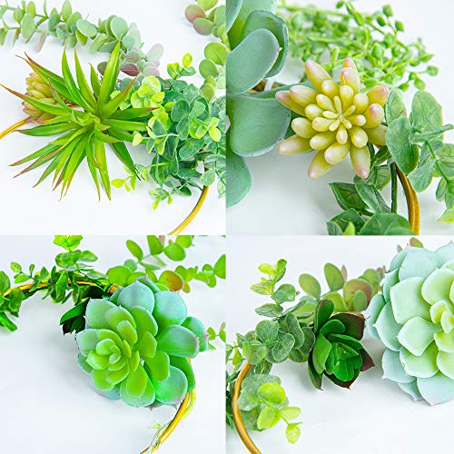 Artificial Succulents Wreath Set of 3 Hanging Gold Geometric Garland Greenery Wall Decor Backdrop