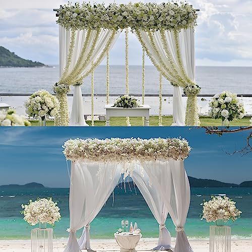 Sggvecsy Cherry Blossom Garland Artificial Cherry Flower Vines 4 Pack Hanging Silk Flowers Garland for Home Wedding Garden Party Arch Office Decor (White) - color: White, size: 4pcs