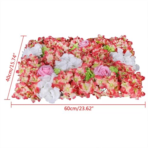 Flower Wall Panel Floral Backdrop, 6 Pcs Flower Wall Decor, 24" X 16" Silk Rose Wall, Artificial Flower Wall Backdrop Faux Flower Panel for Wedding, Party, Home (Pink Hydrangea) - color: Pink Hydrangea