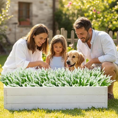 Faux Flowers for Outdoor Planters – 20 Bundles Fake Plants Outdoor, UV Resistant Artificial Plants & Flowers with Fake Monkey Grass, Faux Outdoor Plants for Porch Patio Garden Decor - color: White – 20 Bundles