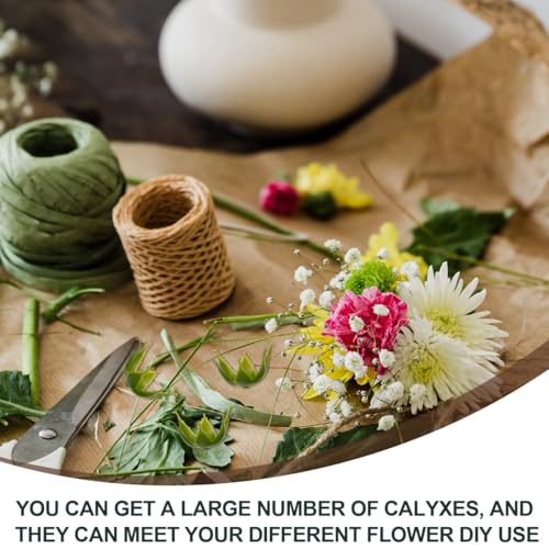 TEHAUX 100pcs Plastic Rose Calyxes 2.2 x 1.4 inch Green Flower Sepals for DIY Artificial Flower Stems Floral Craft Receptacle Bases for Home and Shop Decorations
