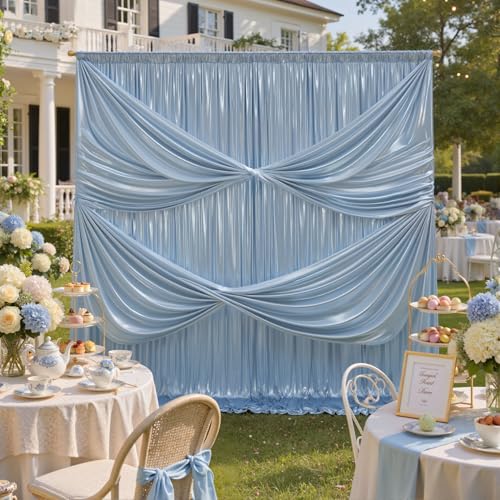 10ftx10ft Dusty Blue Sequin Backdrop Curtain for Parties, Wrinkle Free Thick Glitter Sparkle Photo Backdrop Drapes 2 Panels 5x10FT Shimmer Back Drop Cloth for Wedding Birthday Photography Background - color: Dusty Blue, size: 5'W×10'H _2 Panels