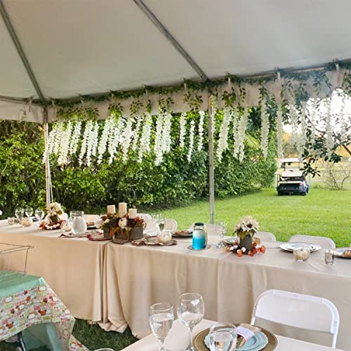Artificial Wisteria Hanging Flowers Fake Wisteria Flower Garland Silk Vines Rattan Decor for Home Wedding Arch Wall Garden Greenery Bedroom Outdoor Office Party Decoration (12, White) - color: White