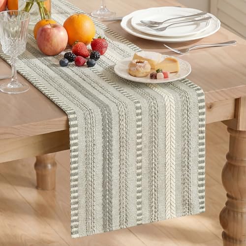Artoid Mode Dark Grey Farmhouse Woven Table Runner, Seasonal Holiday Rustic Kitchen Dining Table Decoration for Home Party Decor 12x72 Inch - color: Dark Grey, size: 12" x 72", Table Runner