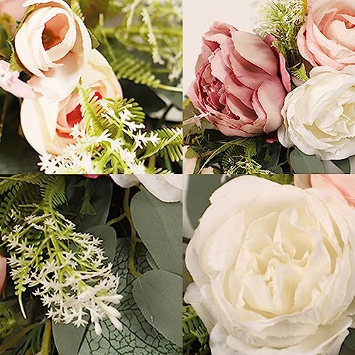 GOLDY&WENDY 2pcs Artificial Wedding Sign Flower Swag for Wedding Party Arch Entrance Welcome Sign Decor - color: D2-peony