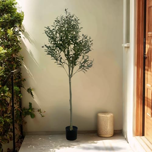 XBrand 59.1-Inches Artificial Olive Tree in Pot for Indoor Outdoor Home Office Store, Great Housewarming Gift - color: Olive Tree, size: 4ft 11in