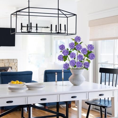 DILATATA Faux Hydrangea Flowers 30" Blue Artificial Hydrangea Spray with 5 Flower Heads, 3 Per Bag.Faux Hydrangeas Silk Flowers Fake Hydrangeas for Indoor Outdoor Wedding Table Centerpieces Decor - color: Purple