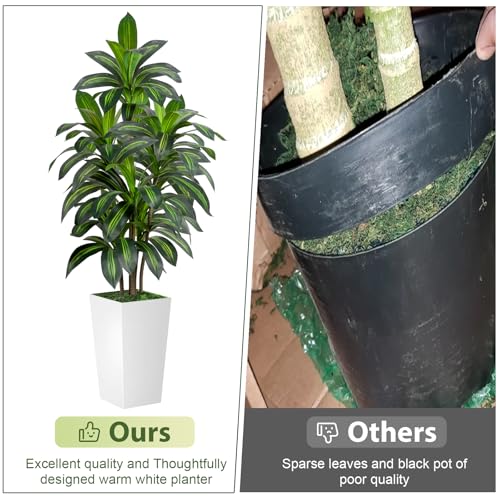 VIVATREES Dracaena Tree 5FT Artificial, 60in Tall Faux Dracaena Tree with 15.7 White Planter, Fake Potted Tree for Indoor & Outdoor Home Office Decor - style: 5ft-white