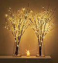 Hairui Lighted Twig Brown Branch with Fairy Lights 32in 150 LED Plug in Lighted Willow Branch for Christmas Wedding Party Decoration 2 Sets (Vase Excluded) - style: Brown+Warm White 2set