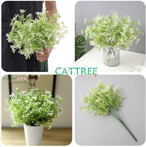 CATTREE Artificial Plants, Faux Plastic Pearl Flowers Gypsophila Shrubs Fake Grass Simulation Greenery Bushes Indoor Outdoor Home Decor Garden Yard Verandah Wedding Bridal Bouquet Decoration 4 Bundles - color: Gypsophila Plants - 4 Pcs