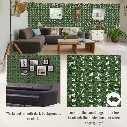 Artificial Ivy Privacy Fence Screen: 96"x 96" (64 Sqft) Anti-Ultraviolet Artificial Hedge Grass Wall, Used for Indoor and Outdoor Green Background, Garden Greening Decoration - color: Ivy vines, size: 96"x96"