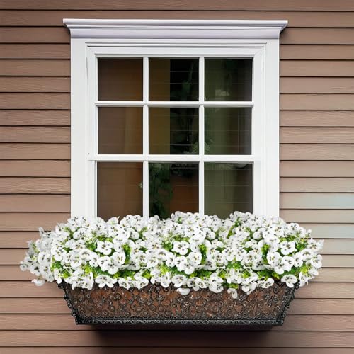 SupBri 12 Bundles Artificial Flowers for Outdoor, UV Resistant Fake Pansy Flowers, Silk Faux Fowers for Outdoor Planters Home Garden Office Patio Front (White) - color: White