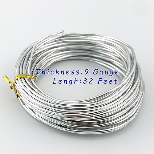 11 Yard Aluminum Wire Bendable Metal Wire Jewelry Craft Wire Beading Floral Making Jewelry Making Doll Making (9 Gauge, Silver Color) - color: Silver Color, size: 9 Gauge