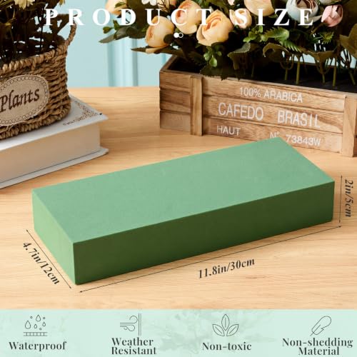 Lallisa 4 Pcs Green Reusable Floral Foam Blocks Water Weather Resistant Dry Floral Foam for Artificial Flower Arrangements Outdoor Hanging Florist Plant Bases for DIY Wedding (11.8 x 4.7 x 2'') - color: Green, size: 11.8 x 4.7 x 2''