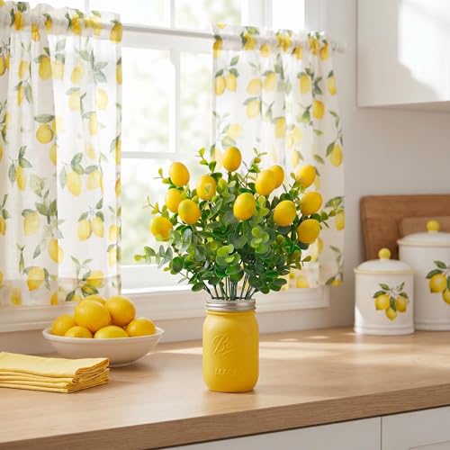 8 Pack Artificial Lemon Branches, Fake Lemon Stems with Greenery, Lemon Decor, Farmhouse Kitchen Party Table Centerpiece Decor, Spring Summer Artificial Greenery Stems - color: 8 Pack Lemon Branches
