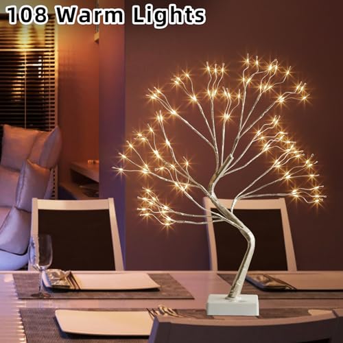 PEIDUO Fairy Lights Spirit Tree, 2PK Bonsai Tree Light, 108 LED Warm White Fairy Light Trees for Room Decor, Artificial Tree with 9 Modes for Christmas Decorations Indoor Home Decor - style: 2PK Fairy Trees
