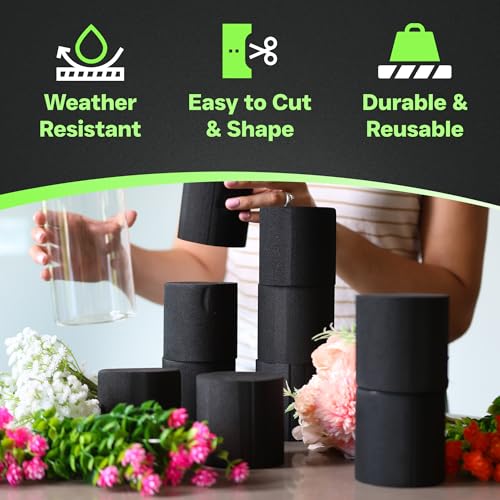 XCEL Florist Foam Floral Foam Blocks - Reusable, Weather Resistant Styrofoam for Artificial Flowers (Black 3" Round x 3" Thick - 10 Pack) - color: Black 3" Round X 3" Thick - 10 Pack