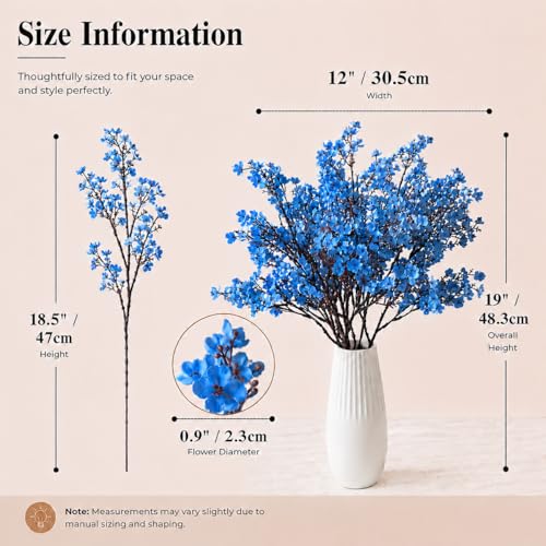 Mandy's 6 Bundles Artificial Royal Blue Baby’s Breath Flowers | 18.5 Inch Silk Gypsophila European Style Modern Home Decor Centerpiece Neutral Wedding Flower Arrangements - color: Royal Blue