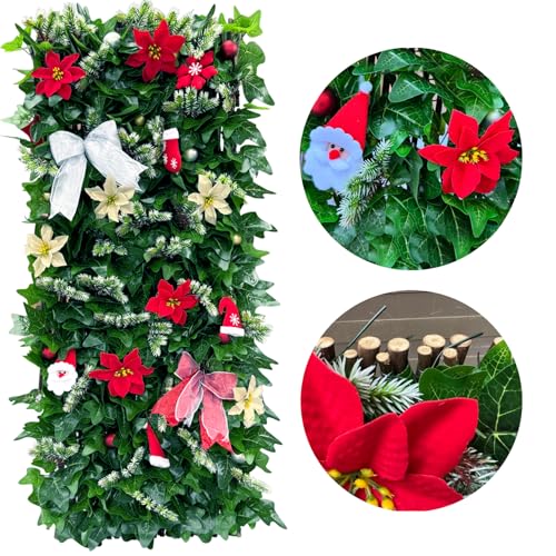 Sumery Expandable Fence Privacy Screen for Balcony Patio Outdoor,Decorative Faux Ivy Fencing Panel,Artificial Hedges (Single Sided Leaves) (1, Christmas-Ivy) - color: Christmas-Ivy