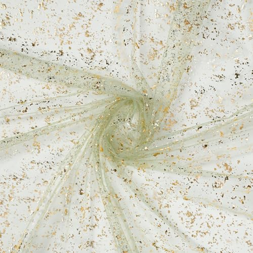 Artoid Mode Sage Green Gold Gauze Table Runner 120 Inch 10FT, Glitter Metallic Foil Sheer Dining Wedding Anniversary Holiday Birthday Table Decor for Home Party - color: Sage Green, size: 28" x 120"