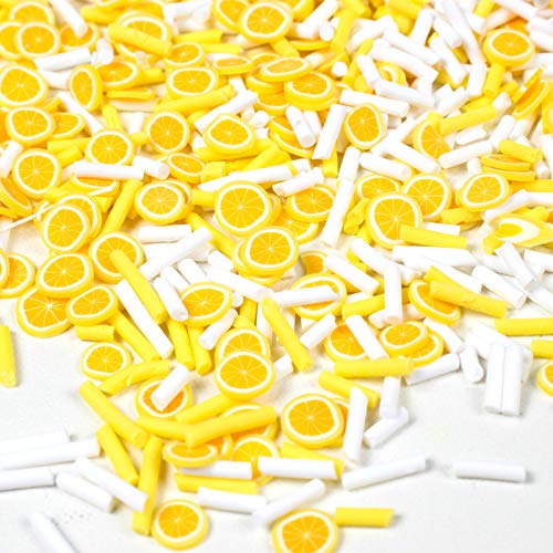 FUNSHOWCASE Polymer Clay Lemon Slices Sprinkles for Fake Dessert Cake Decor, Decoden Phone Case, Slime Projects DIY, Scrapbooking, Resin Jewelry Making Pack of 50g - color: Lemon Slices 50g