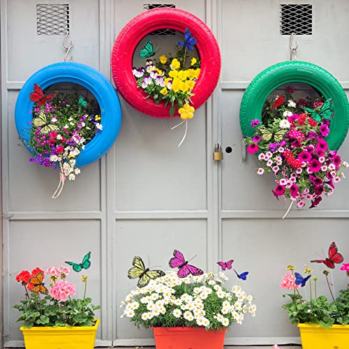 24 Pcs Monarch Butterfly Decorations 4 Size Artificial Monarch Feather Fake Butterfly Picks Crafts with Wire for Wall Flower Pot Spring Floral Party Home Decor(Bright Colors) - color: Bright Colors
