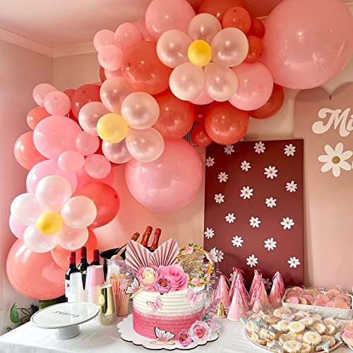 17 PCS Flower Cake Toppers Boho Cake Toppers Butterfly Cake Decorations with Light Artificial Roses Eucalyptus for Wedding Birthday Supplies (Light Pink) - style: Light Pink