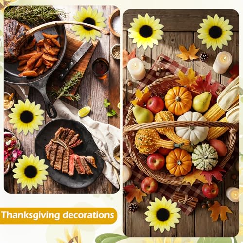 Coferset 40pcs Fake Sunflower Heads with Stems, 4" Sunflower Artificial Silk Flower Heads for Crafts, Sunflower Decorations for Birthday Party Baby Shower Wedding Bathroom Home Decor(Cream Yellow) - color: Cream Yellow-40pcs