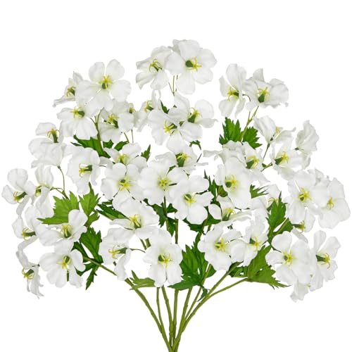 Hollyone 9 Heads White Artifical Lilies Flowers 5Pcs Faux Stargazer Lily Flowers Plants Bush Arrangement Bouquets Fake Lily Stem Plant for Indoor Home Decor Table Office Party Wedding Decoration - color: White