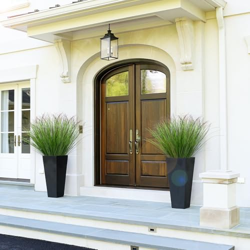 12Pcs Artificial Grass Plants, Faux Shrubs Wheat Grass, Artificial Tall Grass Fake Plants for Outdoor Decor,Artificial Greenery Stems Weed for Room Indoor Home Decor（Green Red Tail） - color: Green Red Tail, size: 12Pcs