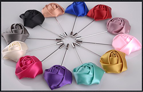 Flairs New York Gentleman's Essentials Premium Handmade Flower Lapel Pin Boutonniere - color: Champagne Gold [Rose Bud]