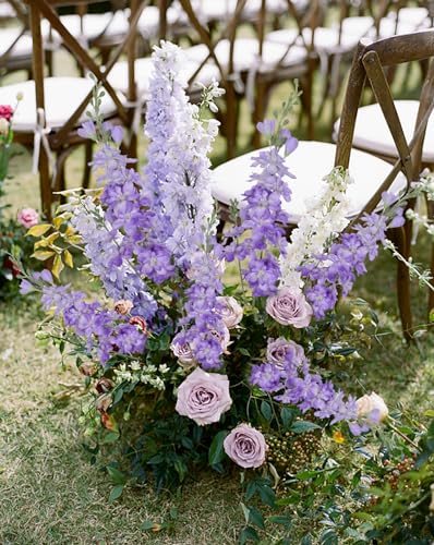 6PCS Light Purple Artificial Delphinium 33" Long Stems Silk Flowers Larkspur for Tall Vase Wedding Centerpieces Home Decor Indoor - color: Light Purple