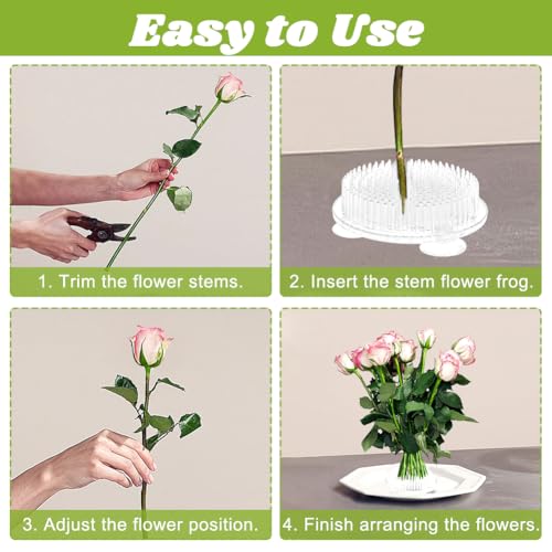 4pcs Plastic Flower Frog Flower Pins Floral Frog, Arrangements Vase Japanese Floral Arrangement Pin Frog Holder for Plant Decoration, Party/Wedding Decoration,70mm/2.76"(Transparent)