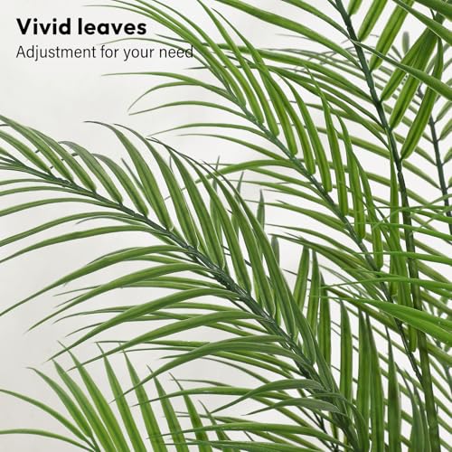 GarveeHome 6 ft 72 in Faux Areca Palm Plants Fake Palm Tree w/ 44 Realistic Trunks & Full Lifelike Palm Leaves Artificial Dypsis Lutescens Plants for Indoor Home Décor with Trapezoidal Prism White Pot